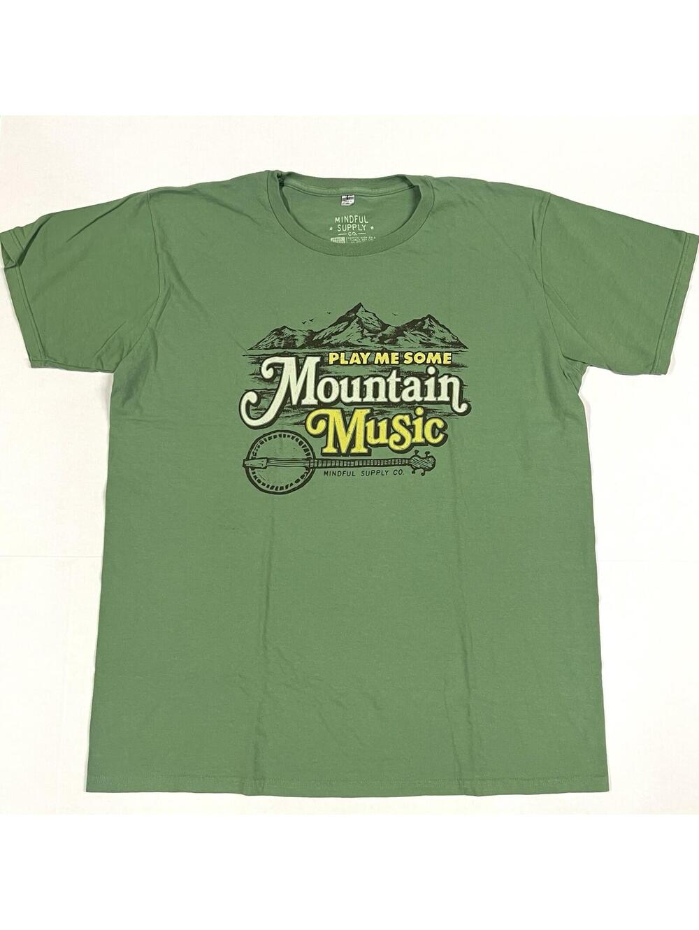 Mindful Supply Co T Shirt Play Me Some Mountain Music Sz L USA Green